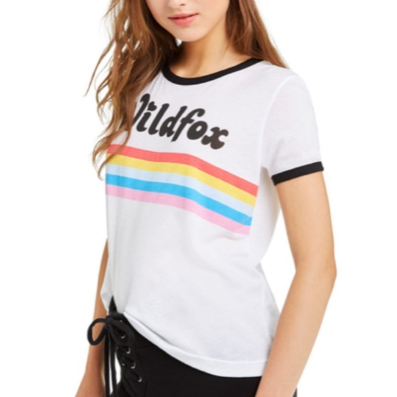 WILDFOX Striped California Logo Ringer Crew Tee - Picture 2 of 5
